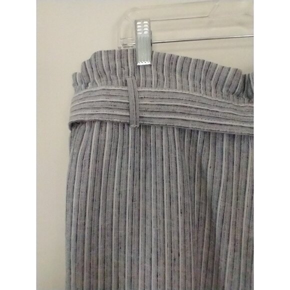 Banana Republic Wide Leg Linen-Blend Paperbag Pants Striped Pockets - Size 18 - Picture 9 of 9